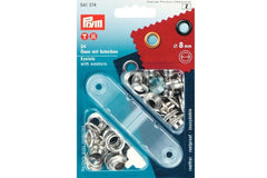 24 Ösen mit Scheiben PRYM silberfarbig, 8 mm