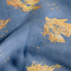Sweatshirtstoff Goldene Blätter by Glitzerpüppi - stahlblau