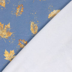Sweatshirtstoff Goldene Blätter by Glitzerpüppi - stahlblau