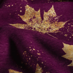 Sweatshirtstoff Goldene Blätter by Glitzerpüppi - weinrot