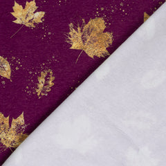 Sweatshirtstoff Goldene Blätter by Glitzerpüppi - weinrot