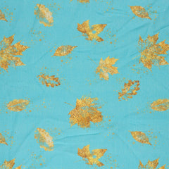 Sweatshirtstoff Goldene Blätter by Glitzerpüppi - mint