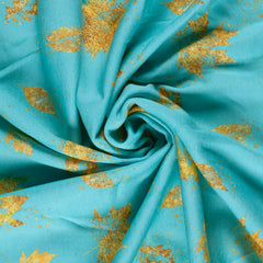 Sweatshirtstoff Goldene Blätter by Glitzerpüppi - mint