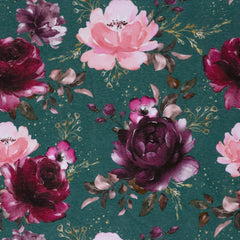 Sweatshirtstoff Rosen by Glitzerpüppi - petrol