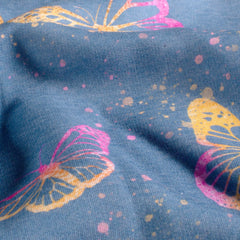 Sweatshirtstoff Schmetterlinge by Glitzerpüppi - stahlblau