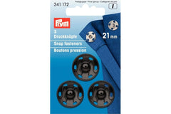 3 Druckknöpfe PRYM schwarz, 21 mm