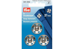 3 Druckknöpfe PRYM silberfarbig, 21 mm
