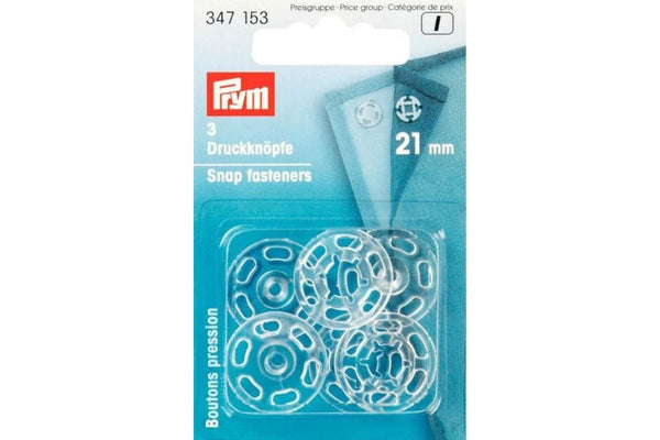 3 Druckknöpfe PRYM transparent, 21 mm 347153