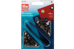 40 Ösen mit Scheiben PRYM altmessing, 5 mm