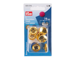 5 überziehbare Knöpfe PRYM goldfarbig, 19 mm