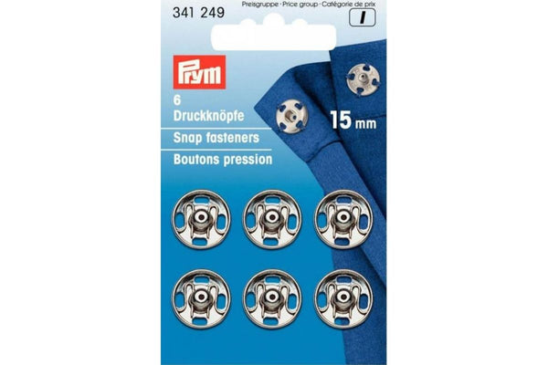 6 Druckknöpfe PRYM silberfarbig, 15 mm 341249