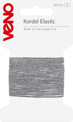 3 Meter Kordel Elastic 1,5 mm gold/silber