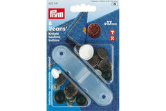 8 Nähfrei-Jeansknöpfe Lorbeerkranz PRYM altkupfer, 17 mm