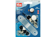 8 Nähfrei-Jeansknöpfe glatt PRYM silberfarbig, 17 mm