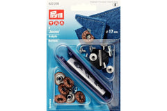 6 Nähfrei-Jeansknöpfe Sterne PRYM altbronze, 17 mm