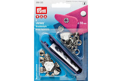 9 Druckknöpfe Jersey PRYM glatte Kappe silberfarbig, 10 mm