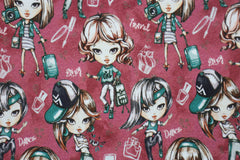 Alpenfleece Digital Girls Travel & Dance -  burgundy