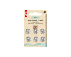 6 Annäh-Druckknöpfe MS silberfarbig VENO - 15 mm - 210115
