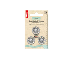 3 Annäh-Druckknöpfe MS silberfarbig VENO - 21 mm - 210117
