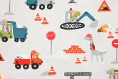 Baumwollstoff Dino Baustelle