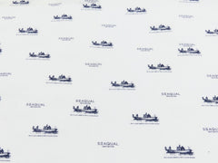 Reststück: 2,00m -  Maritimes Muster Baumwolle, Polyester aus recyceltem Meeres-Plastik