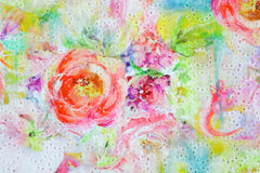 Baumwoll Voile Lochstickerei Aquarell Flower