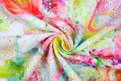 Baumwoll Voile Lochstickerei Aquarell Flower