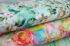 Baumwoll Voile Lochstickerei Aquarell Flower