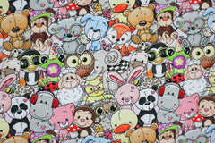 Reststück: 1,00 m Baumwolljersey Crazy Cute Animals hellrosa