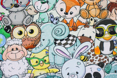 Reststück: 1,70m  Baumwolljersey Crazy cute Animals hellmint