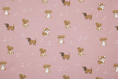 Reststück. 1,15m Baumwolljersey Cute Dogs altrosa