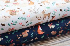 Baumwolljersey Digital Forrest Animals