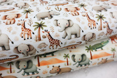 Baumwolljersey Digital Little Safari Animals