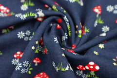 Baumwolljersey Fliegenpilze - dunkelblau