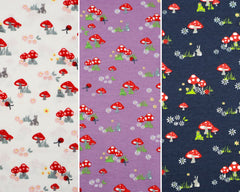 Baumwolljersey Fliegenpilze - dunkelblau