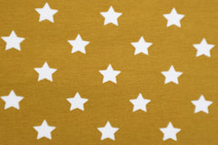 Reststück: 0,85 m Baumwolljersey Pin Stars -  Senf Gelb  -