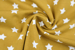 Reststück: 0,85 m Baumwolljersey Pin Stars -  Senf Gelb  -