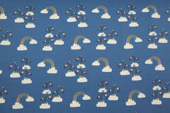 Reststück: 1,20 Meter Baumwolljersey-Rosie-Rainbow-jeansblau