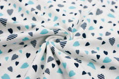 Baumwolljersey Blaue Herzen