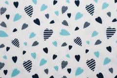 Baumwolljersey Blaue Herzen
