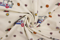 Baumwolljersey Flower Power Bulli