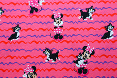 Reststück: 1,40m Baumwolljersey Lizenz Minnie Mouse & Cat pink