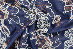 Bestickter Jeansstoff Denim Flora