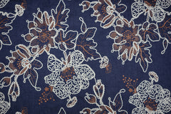 Bestickter Jeansstoff Denim Flora
