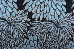 Brokat Jacquard Blumen - blau