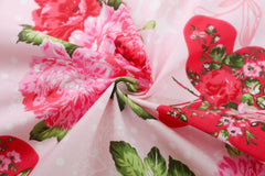 Reststück: 1,50m Baumwollstoff Big Butterfly & Flowers rosa