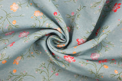 Deko/Bekleidungsstoff Blumenranken - mint