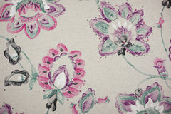 Reststück: 0,95m -Dekostoff Fiona Flower pink- opal
