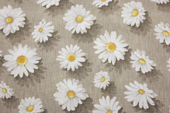 Reststück 1,50m - Dekostoff Gänseblümchen beige