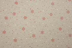Reststück: 1,10m - Dekostoff X-mas beige Snowflakes